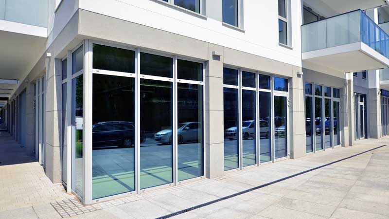 business contruction loans and financing - photo of new commercial building, not yet moved into.