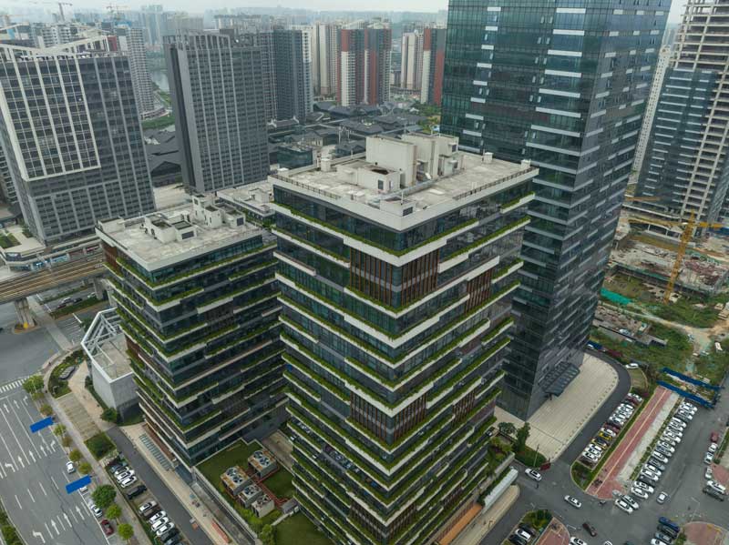 land and construction loans - aerial photo of skyscapers in a city.